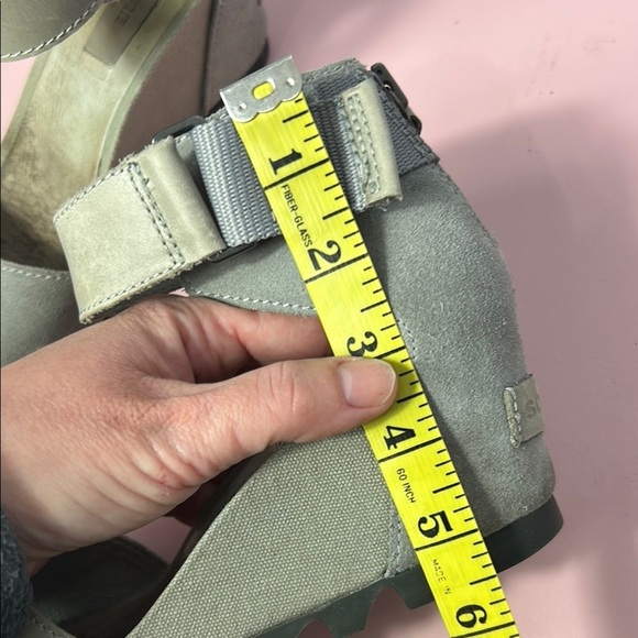 Sorel Gray Suede Wedge Sandals with Ankle Strap - Picture 10 of 10